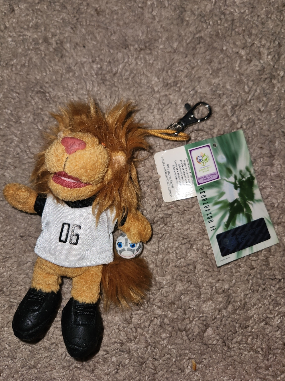 Nici FIFA World Cup 2006 “Goleo” Lion Mini Plush Keychain New